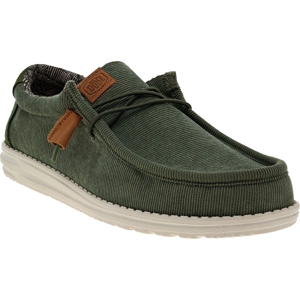 Hey Dude Wally Corduroy Casual Shoes - Mens Olive