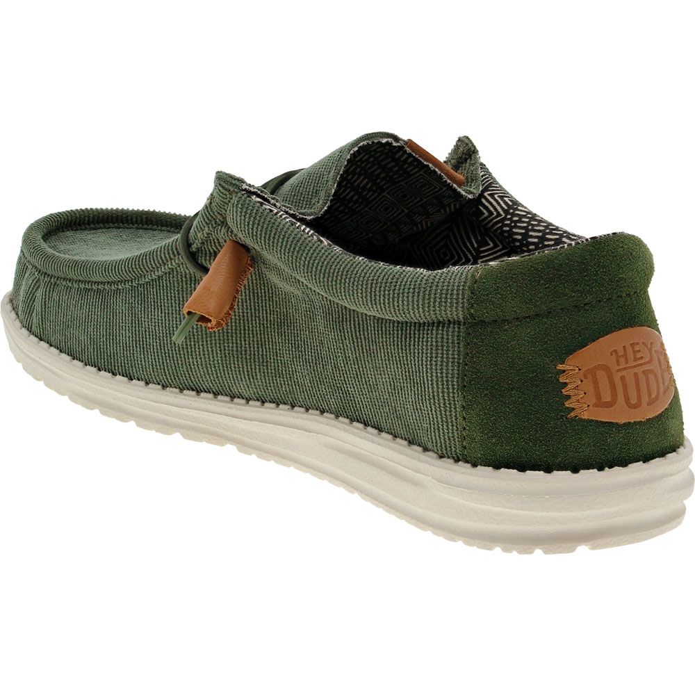 Hey Dude Wally Corduroy Casual Shoes - Mens Olive Back View