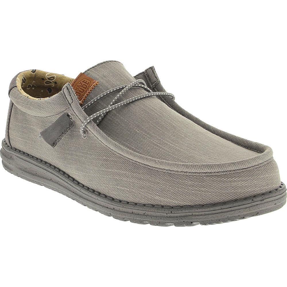 Hey Dude Wally Washed Canvas Casual Shoes - Mens Charcoal