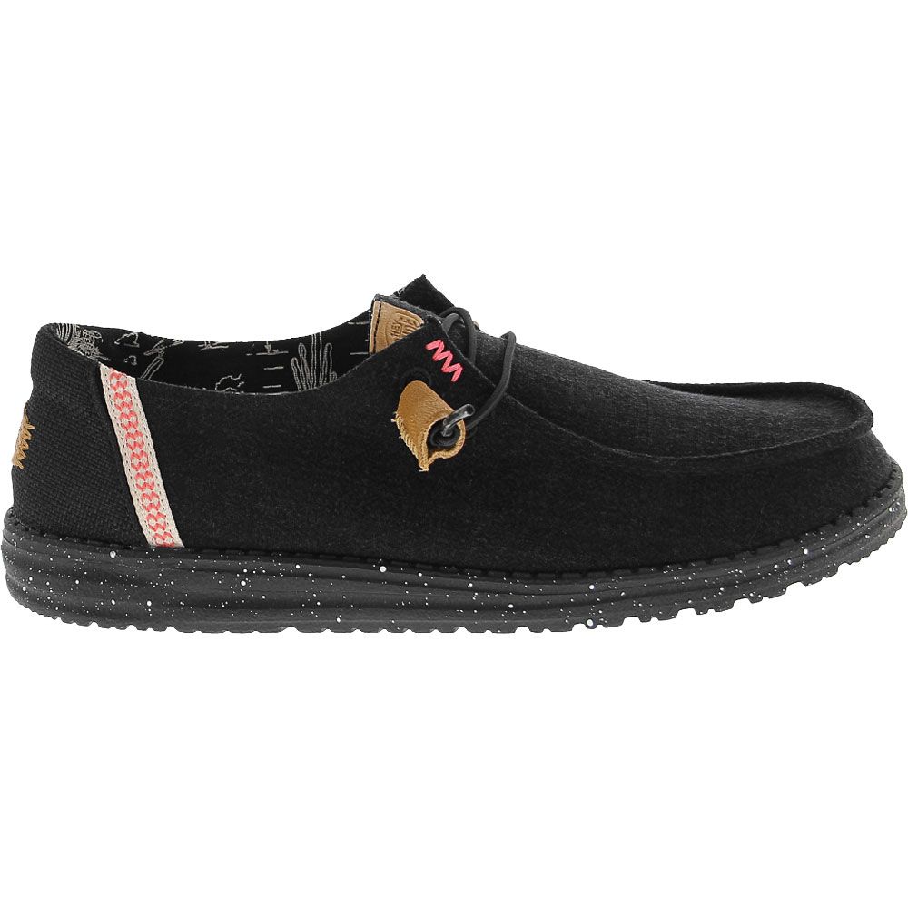 Hey Dude Wendy Washed Canvas Casual Shoes - Womens Black Side View