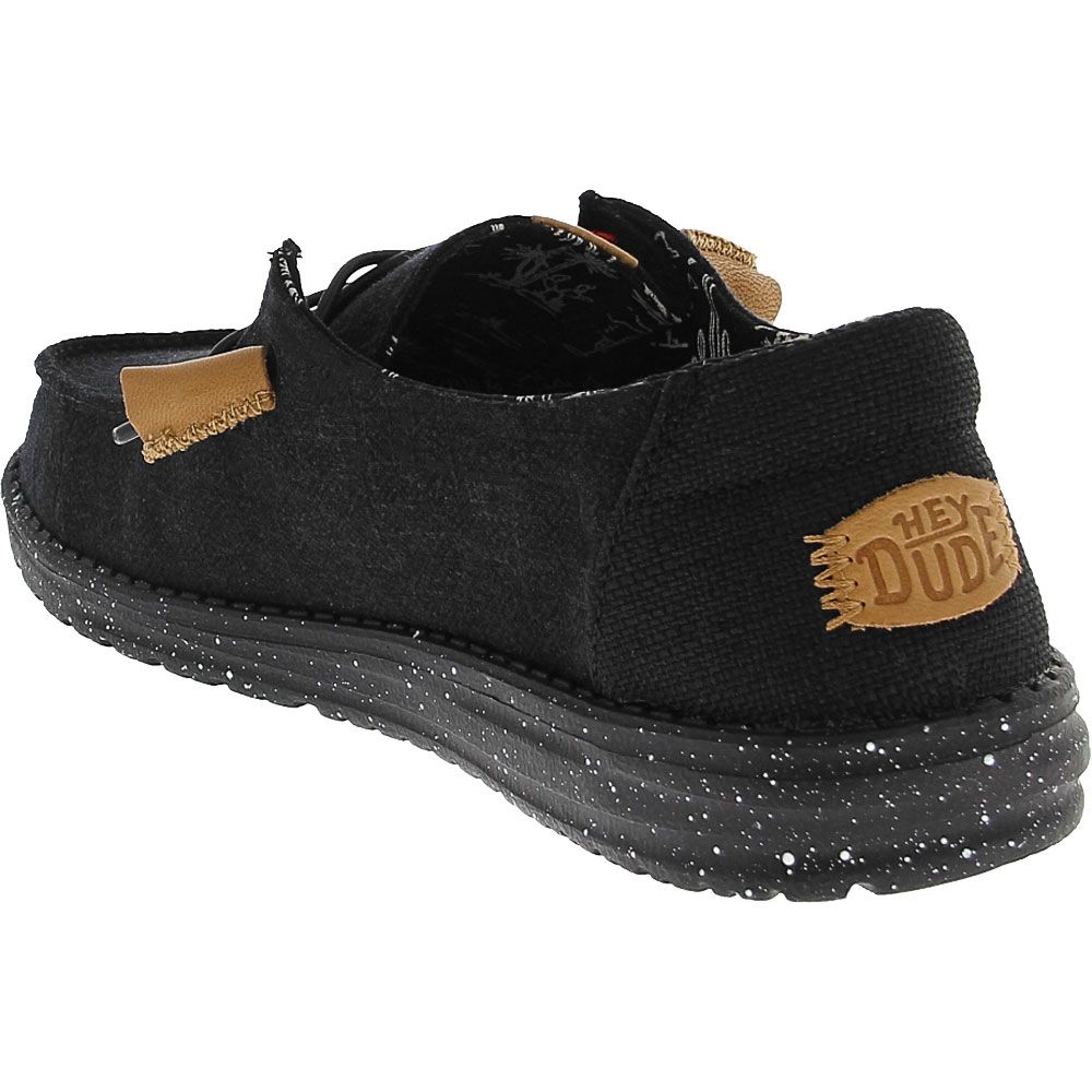Hey Dude Wendy Washed Canvas Casual Shoes - Womens Black Back View