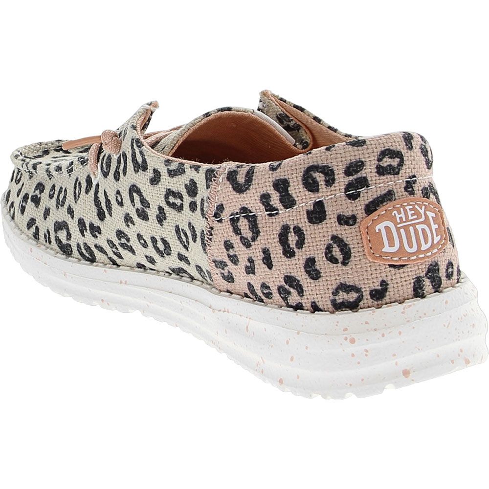 Hey Dude Wendy Funk Leo Youth Slip On Casual Shoes - Girls Cream Pink Back View