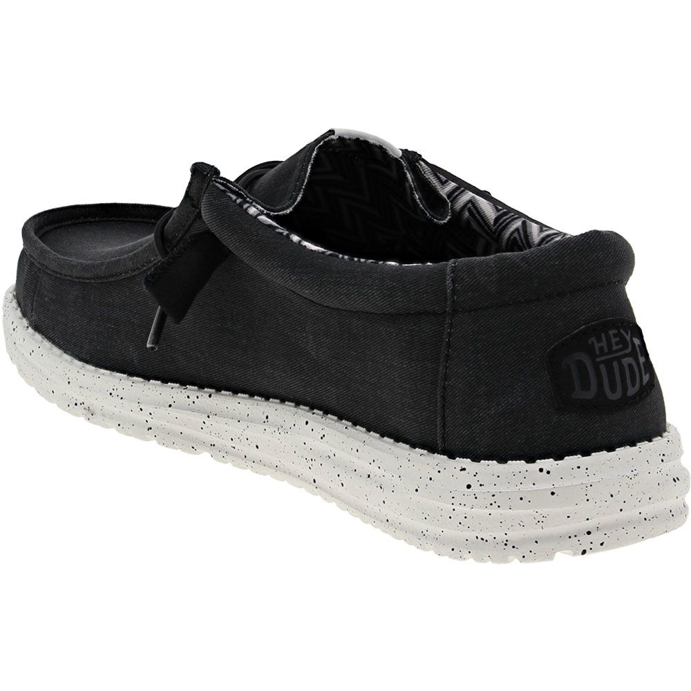 Hey Dude Wally Canvas Casual Shoes - Mens Black White Back View