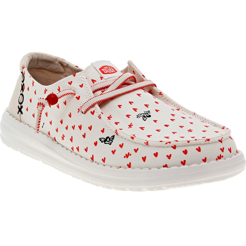 Hey Dude Wendy Hearts Casual Shoes - Womens White Red