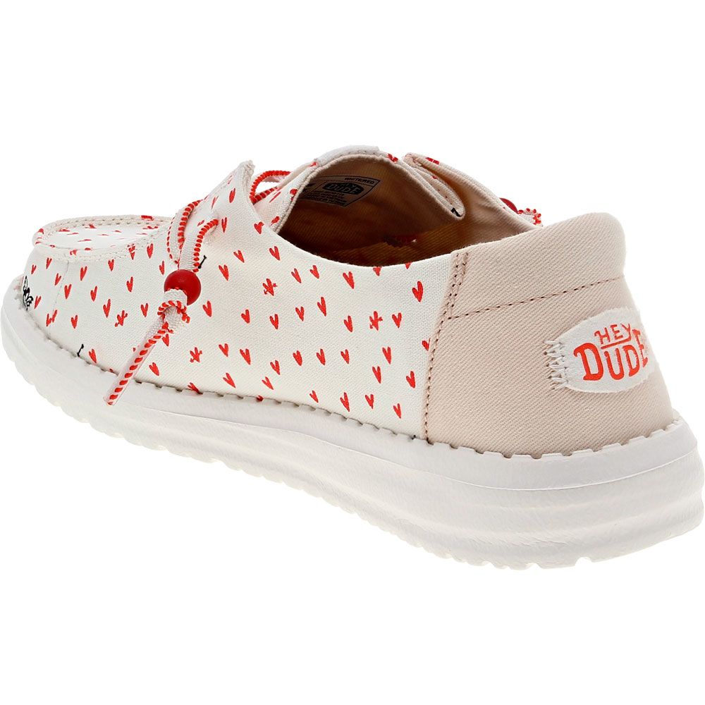 Hey Dude Wendy Hearts Casual Shoes - Womens White Red Back View