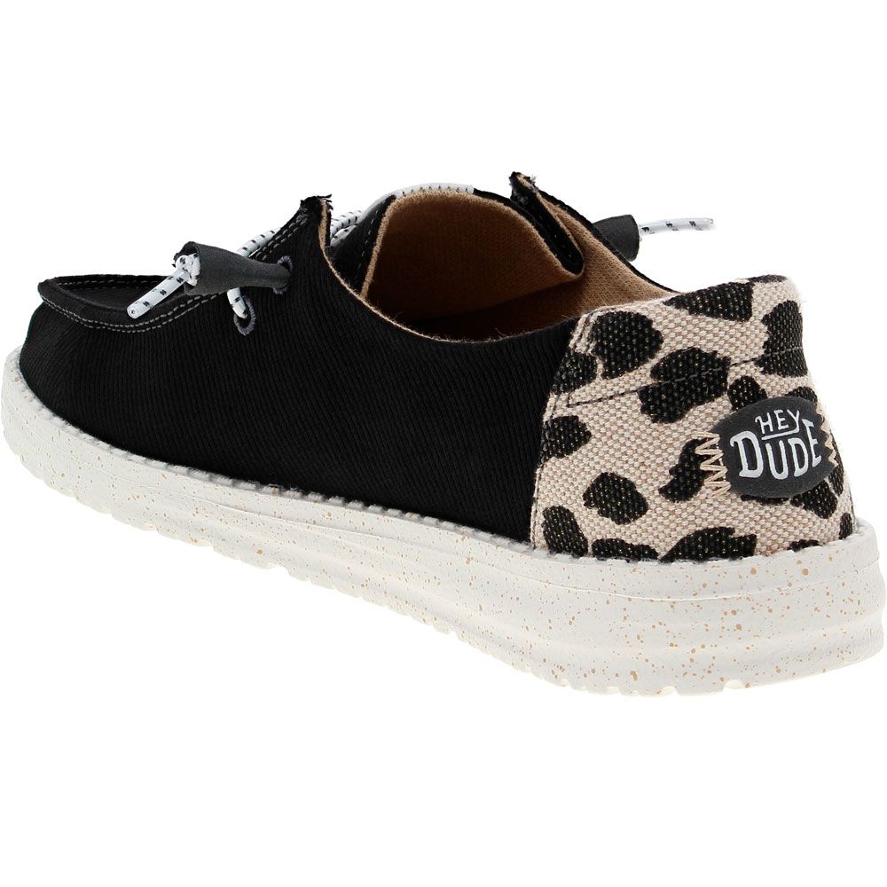 Hey Dude Wendy Leopard Casual Shoes - Womens Black Leopard Back View