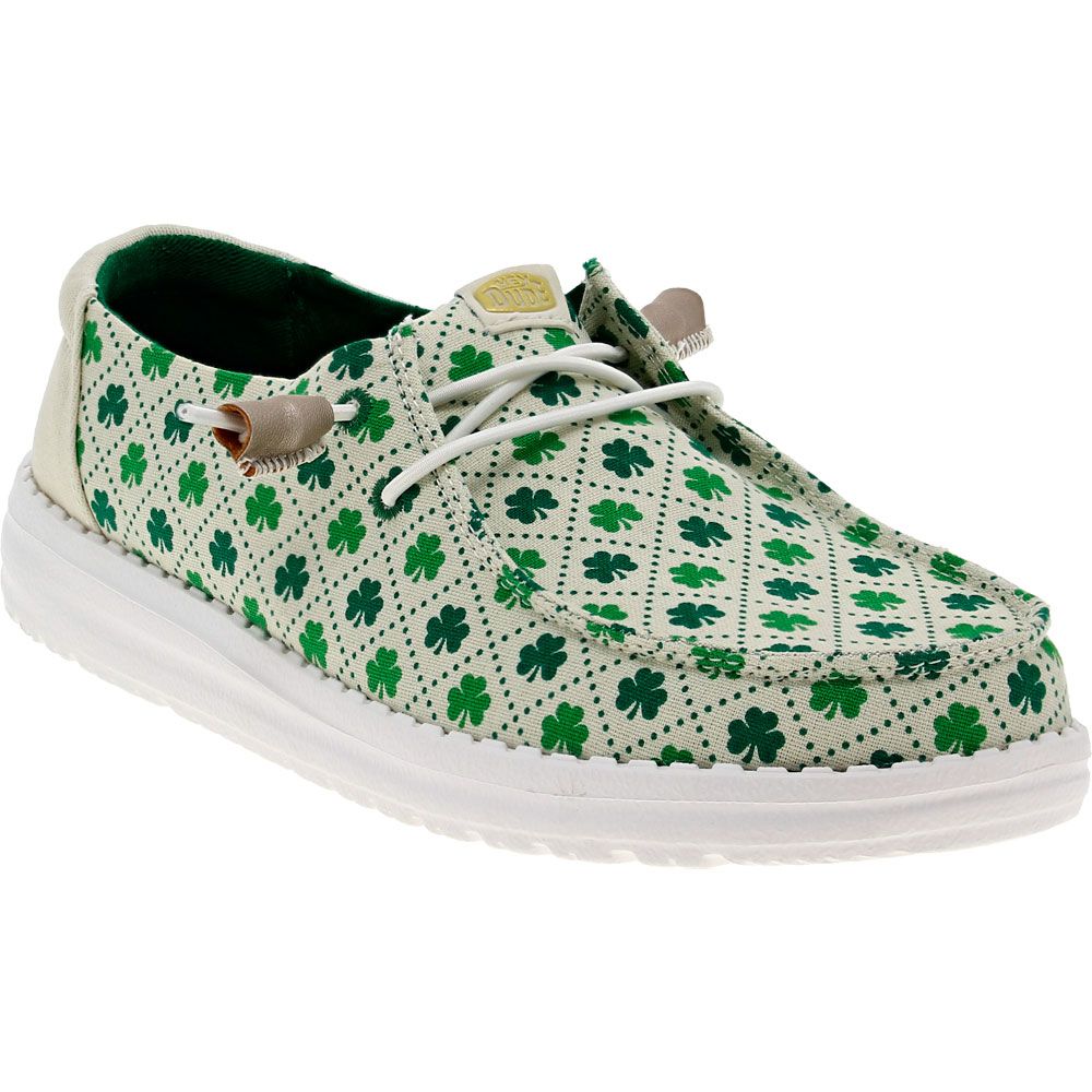 Hey Dude Wendy Luck Casual Shoes - Womens White Green Luck