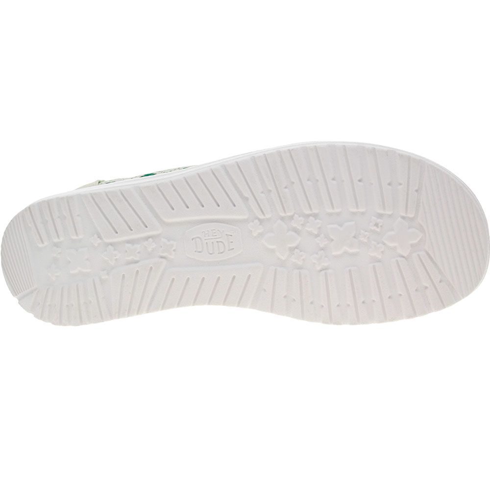 Hey Dude Wendy Luck Casual Shoes - Womens White Green Luck Sole View