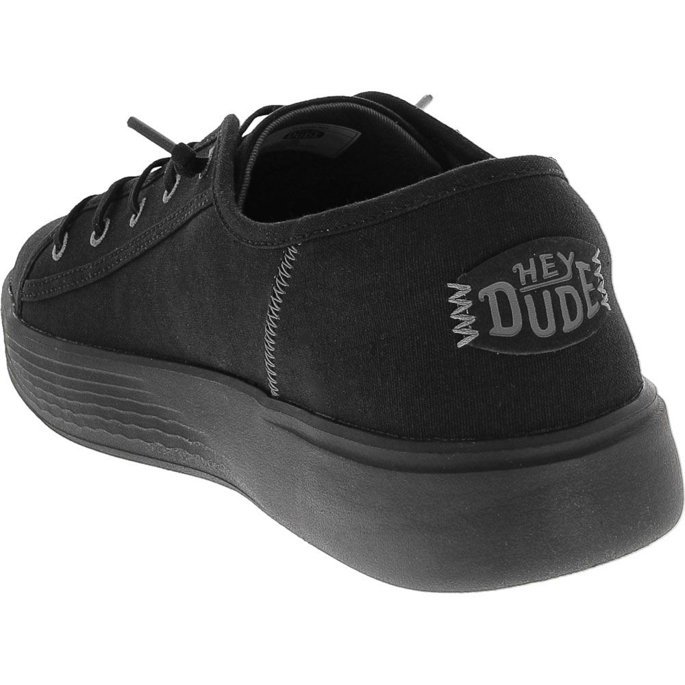 Hey Dude Cody M Canvas Black Lace Up Casual Shoes - Mens Black Classic Back View