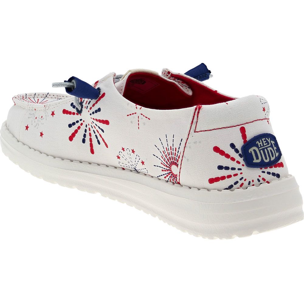 Hey Dude Wendy Fireworks Casual Shoes - Womens White Multi Back View