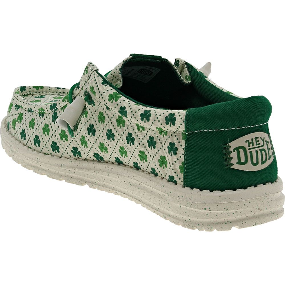 Hey Dude Wally Luck Casual Shoes - Mens White Green Luck Back View