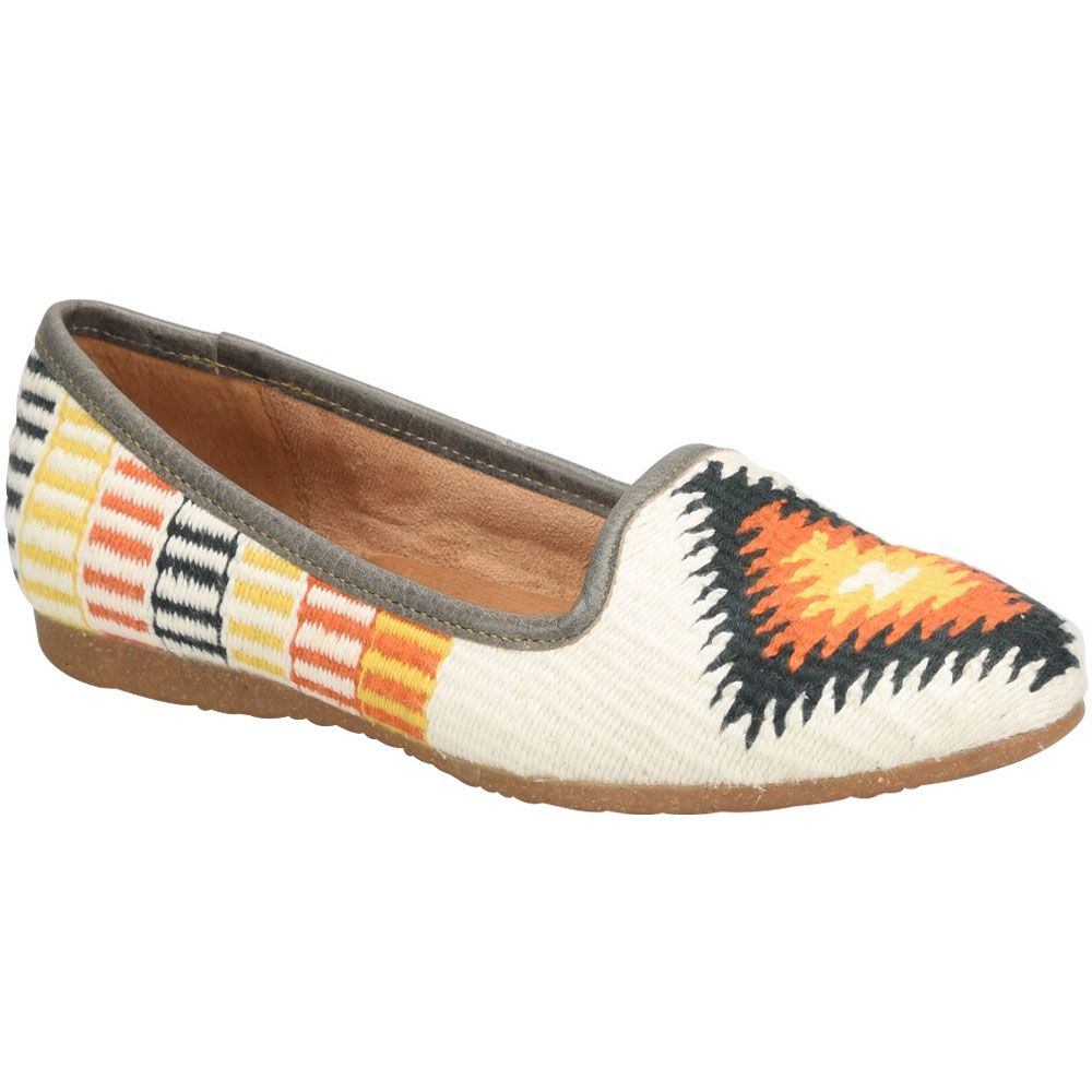 Born Giselle Womens Slip on Casual Shoes White Cotton Multi