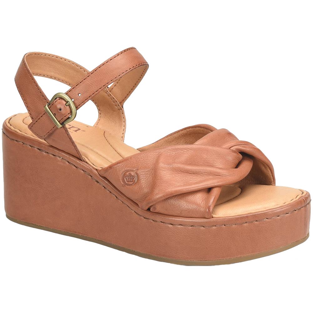 Born Marchelle Wedge Sandals - Womens Brown Luggage
