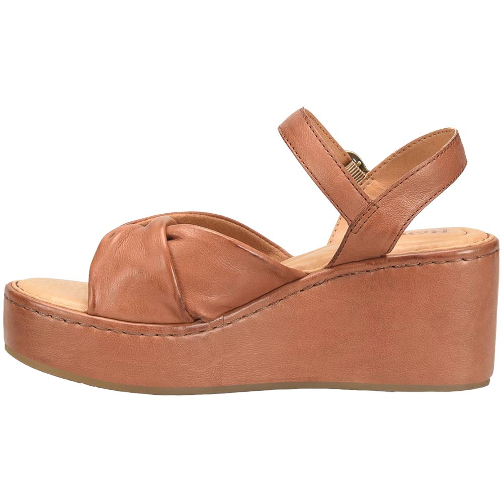 Born Marchelle Wedge Sandals - Womens Brown Luggage Back View