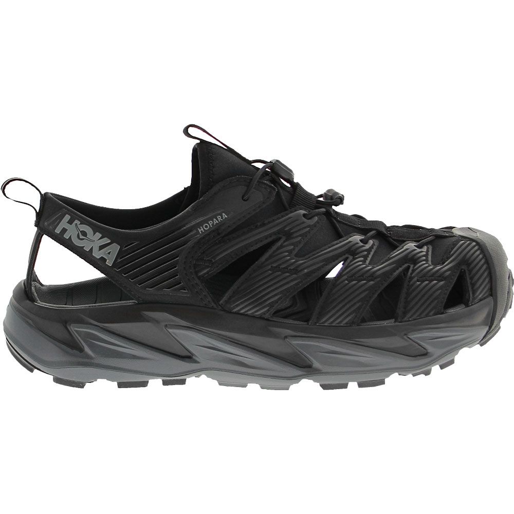 Hoka One One Hopara Outdoor Sandals - Mens Black Grey Side View