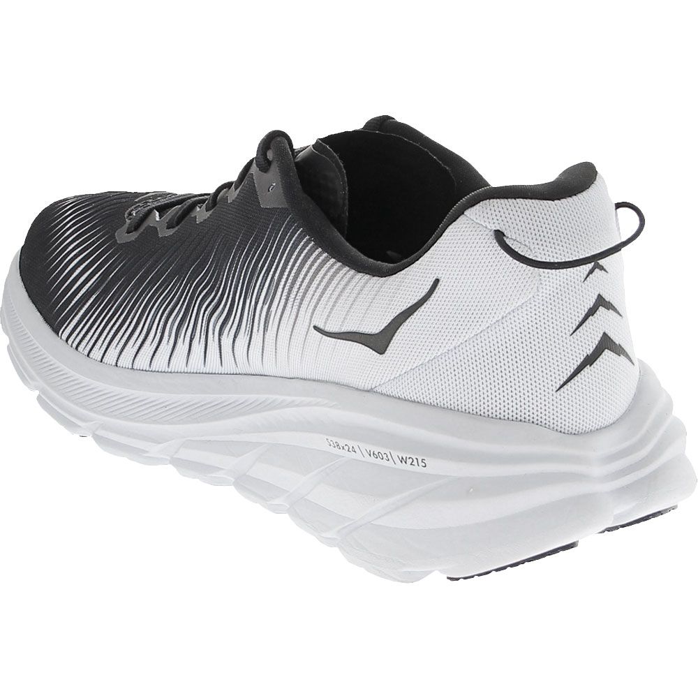 Hoka One One Rincon 3 Running Shoes - Mens Black White Back View