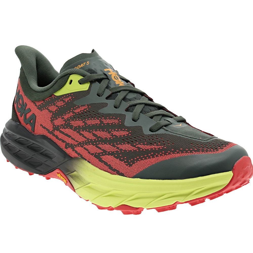 Hoka One One Speedgoat 5 Trail Running Shoes - Mens Black Red Neon Yellow