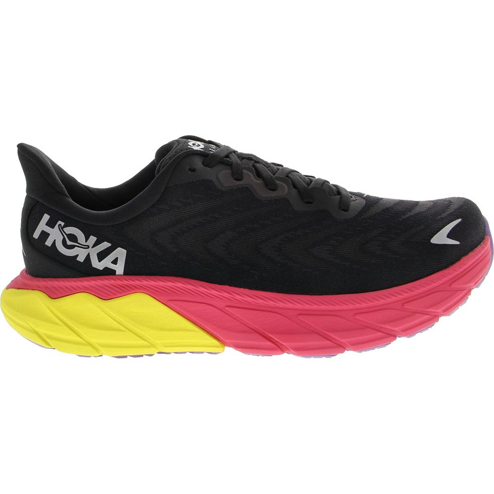 Hoka One One Arahi 6 Running Shoes - Womens Black Pink Side View
