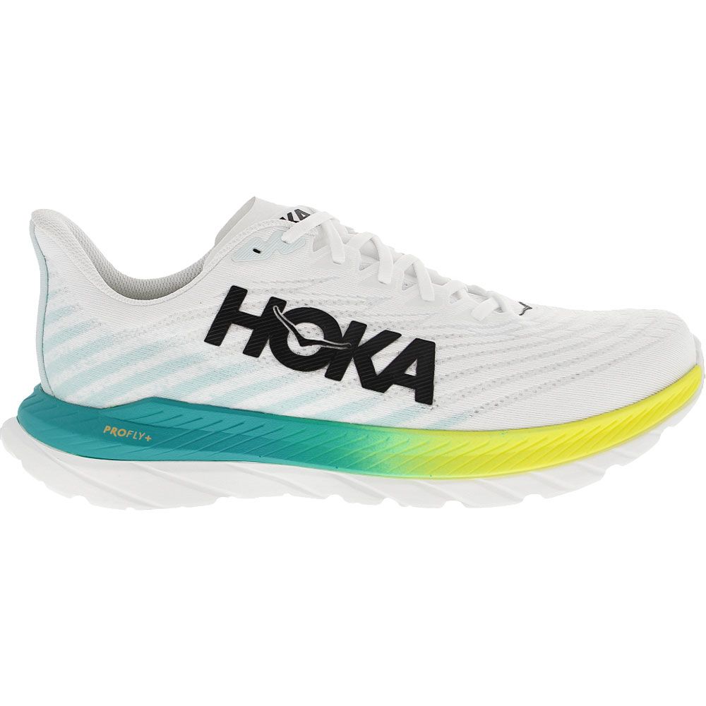 Hoka One One Mach 5 Running Shoes - Mens White Blue Glass Side View