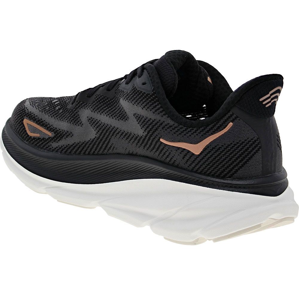 Hoka One One Clifton 9 Running Shoes - Womens Black Rose Gold Back View