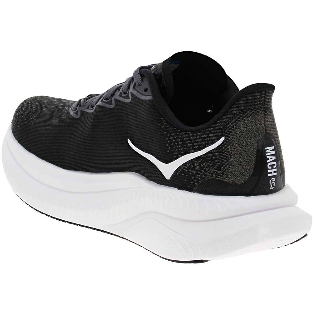 Hoka One One Mach 6 Running Shoes - Womens Black White Back View