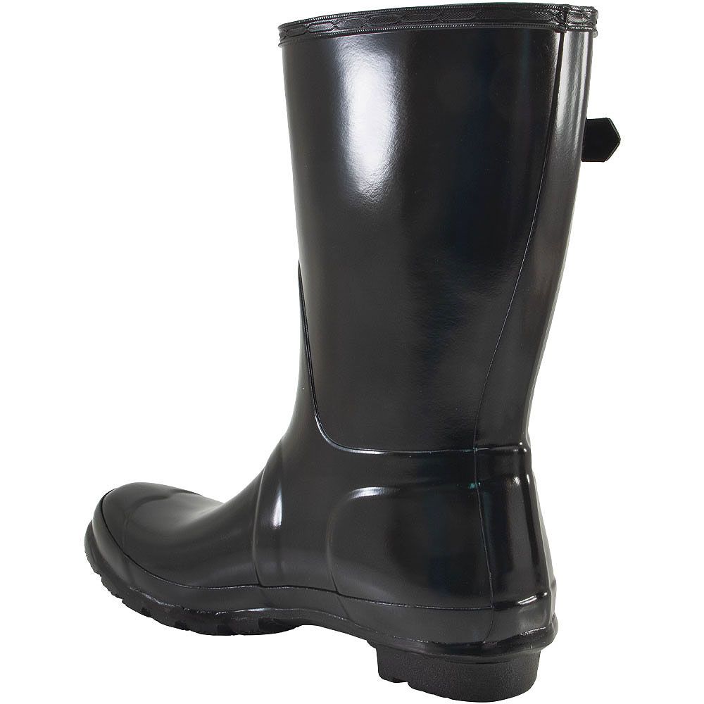 Hunter Original Short Gloss Rain Boots - Womens Black Back View