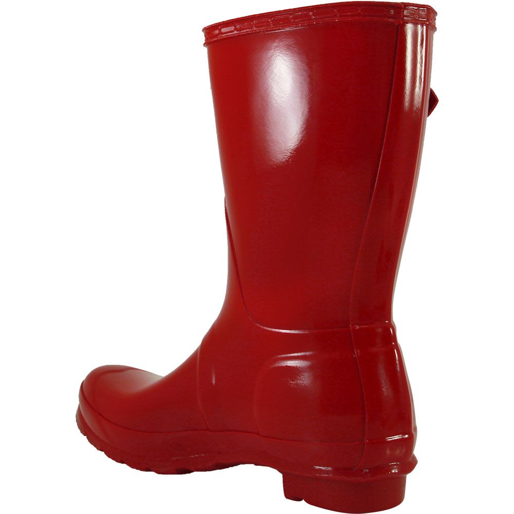 Hunter Original Short Gloss Rain Boots - Womens Red Back View