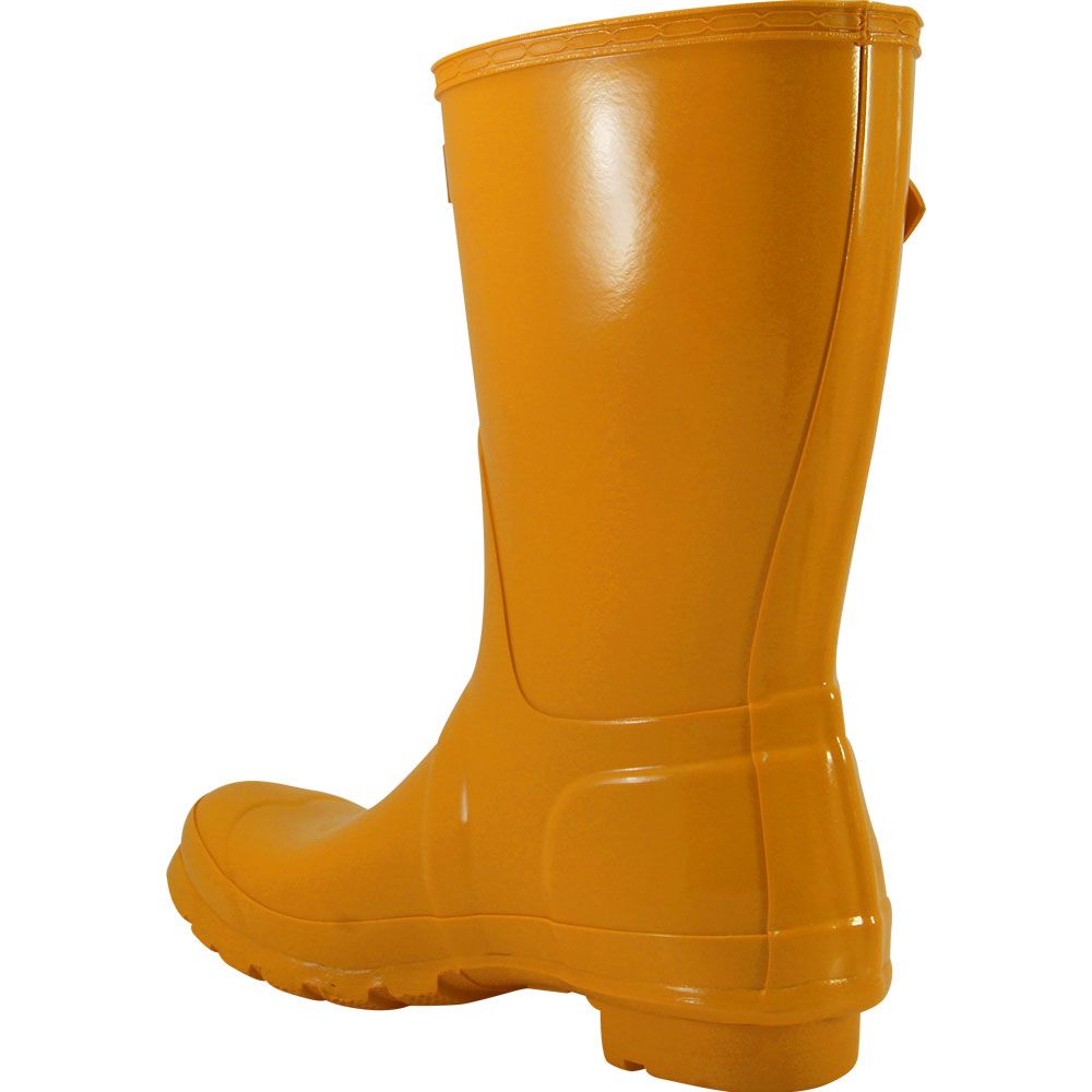 Hunter Original Short Gloss Rain Boots - Womens Yellow Back View