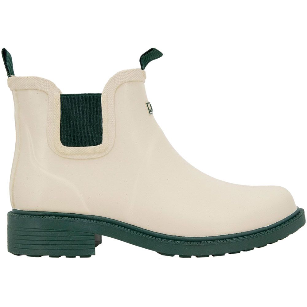 JBU Chelsea Rain Boots - Womens Cream Hunter Green Side View
