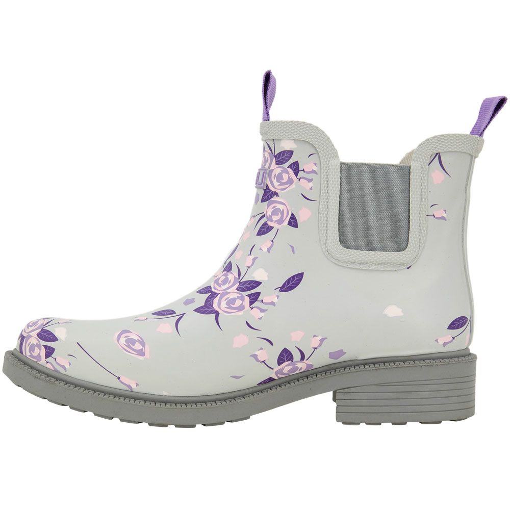 JBU Chelsea Floral Rain Boots - Womens Light Grey Floral Print Back View