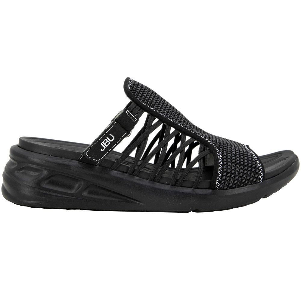 JBU Weston Slide Outdoor Sandals - Womens Black White Side View