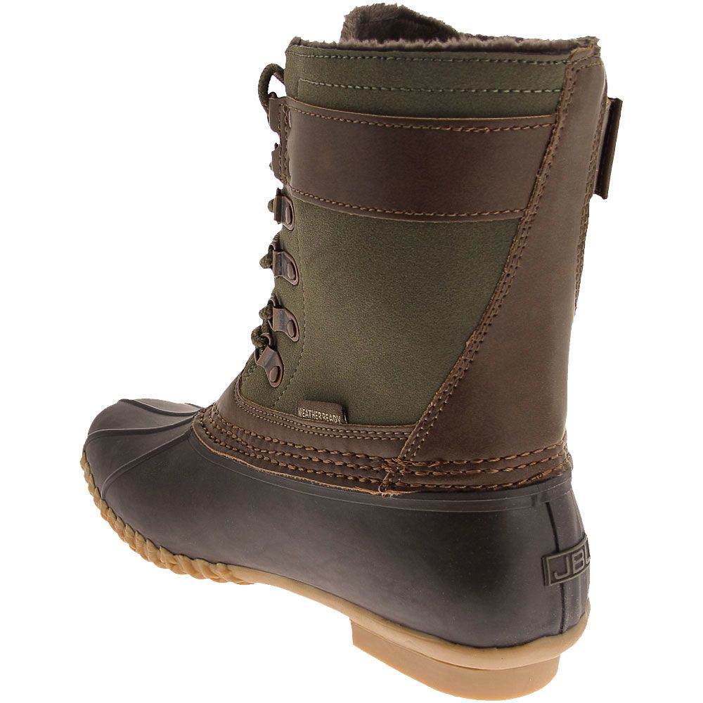 JBU Calgary Weather Ready Rubber Boots - Womens Army Green Brown Back View