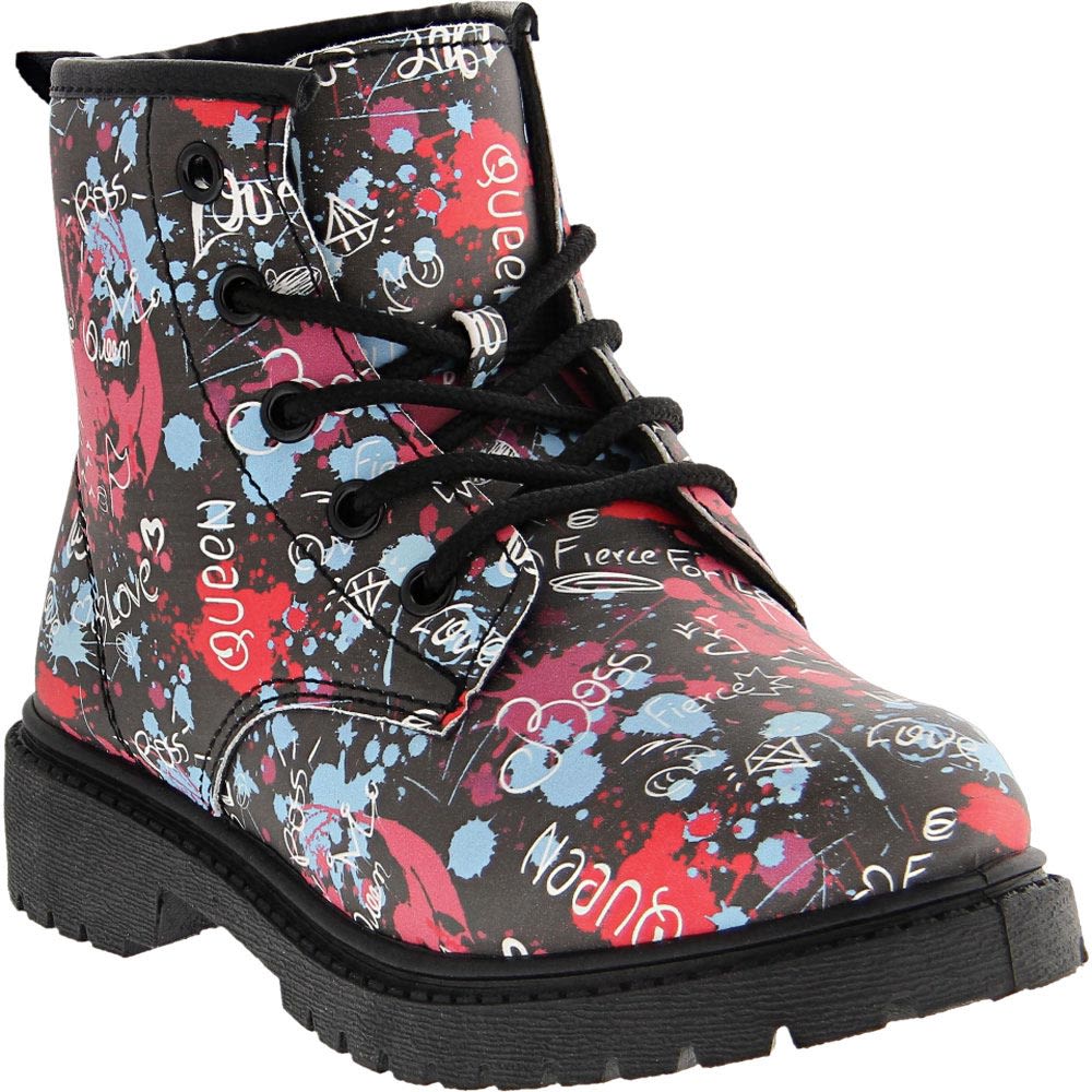 Josmo Kensie Girl 91620h Girls Lace Up Casual Boots Black Multi