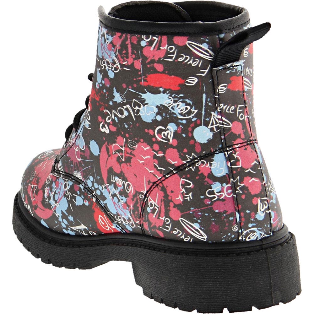 Josmo Kensie Girl 91620h Girls Lace Up Casual Boots Black Multi Back View