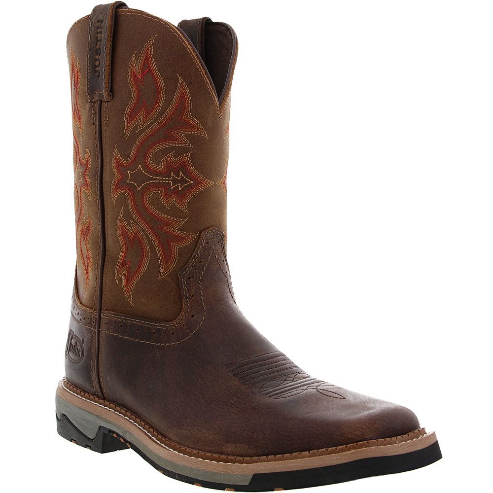 Justin Bolt Waxy Brown Non-Safety Toe Work Boots - Mens Brown