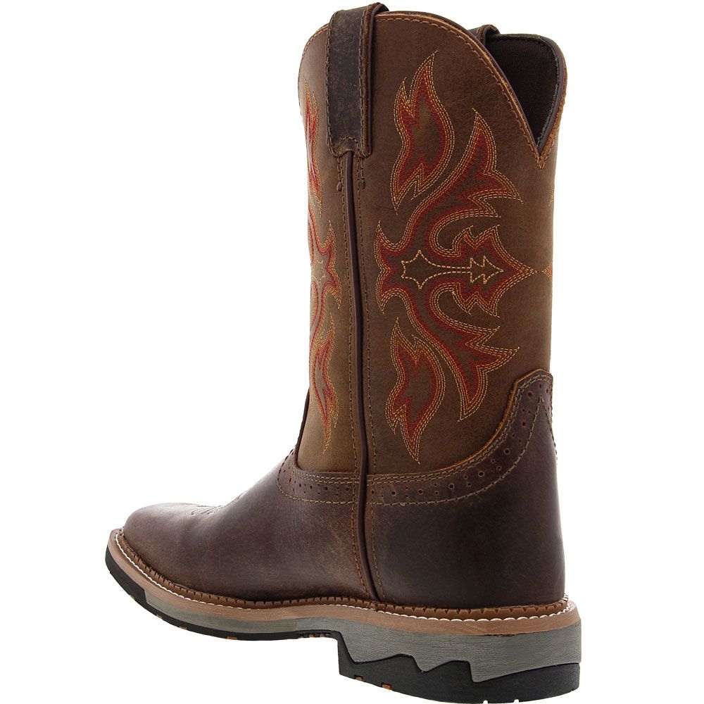Justin Bolt Waxy Brown Non-Safety Toe Work Boots - Mens Brown Back View