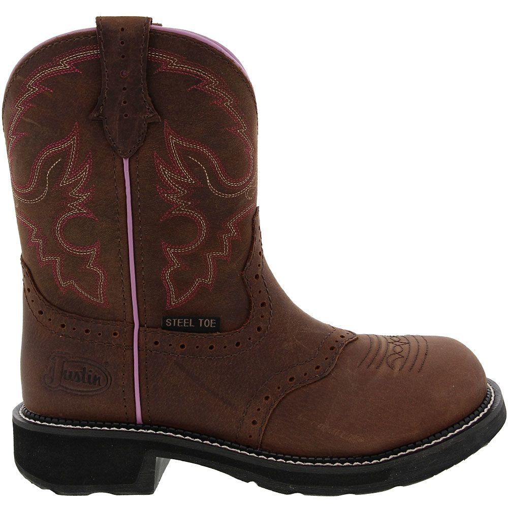 Justin Wkl9980 Safety Toe Work Boots - Womens Brown Brown Side View