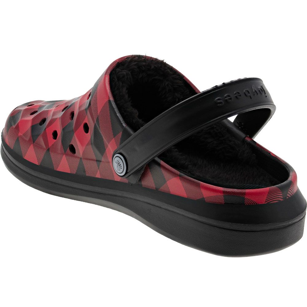 Joybees Varsity Lined Graphic Unisex Sandals - Mens Red Buffalo Plaid Back View