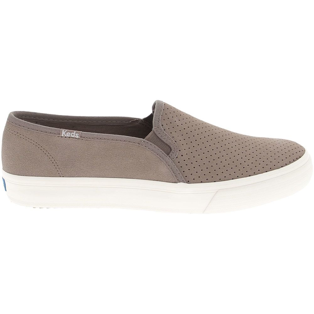 Keds Double Decker Perf Lifestyle Shoes - Womens Suede Taupe Side View