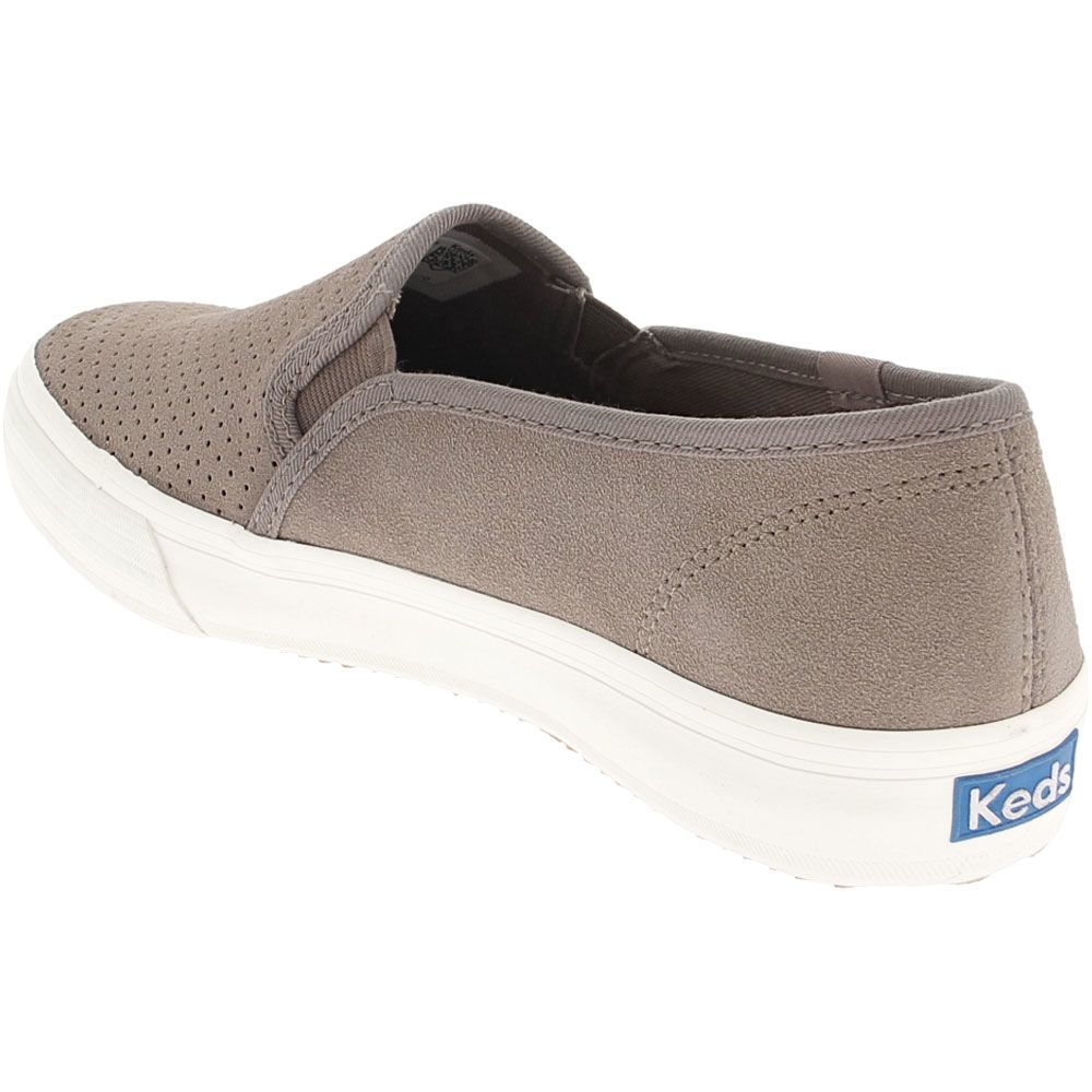 Keds Double Decker Perf Lifestyle Shoes - Womens Suede Taupe Back View