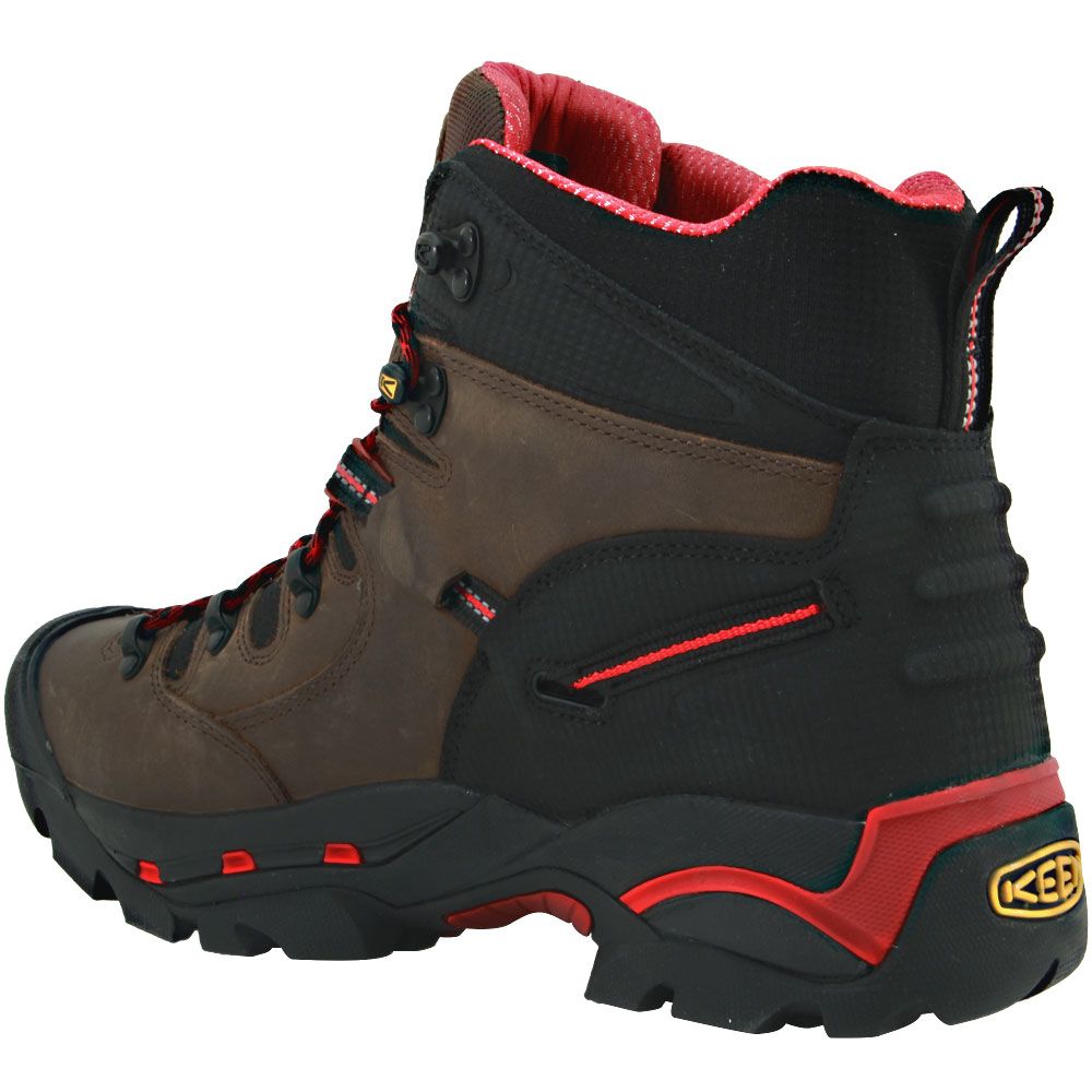 KEEN Utility Pittsburgh Boot Steel Toe Work Boots - Mens Bison Brown Red Back View
