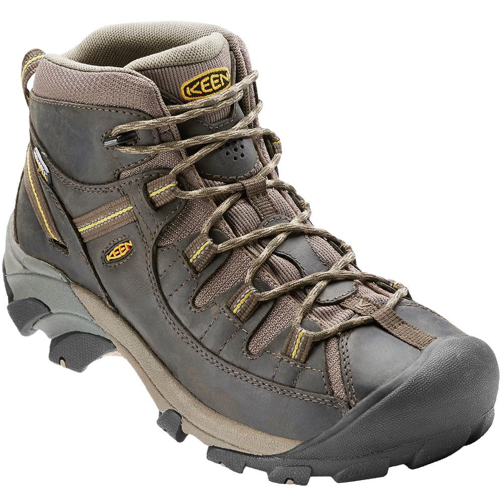 KEEN Targhee II Mid Hiking Boots - Mens Black Olive Yellow