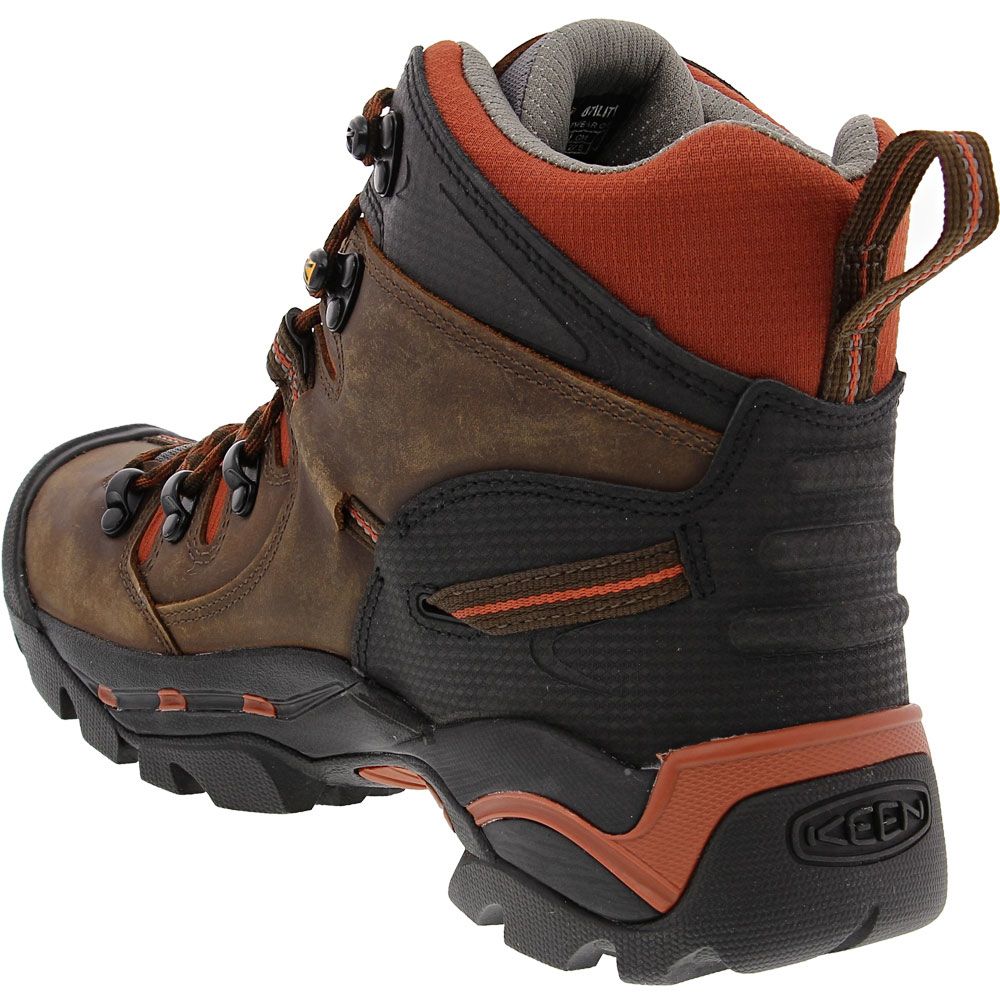 KEEN Utility Pittsburg Non-Safety Toe Work Boots - Mens Cascade Brown Bombay Brown Back View