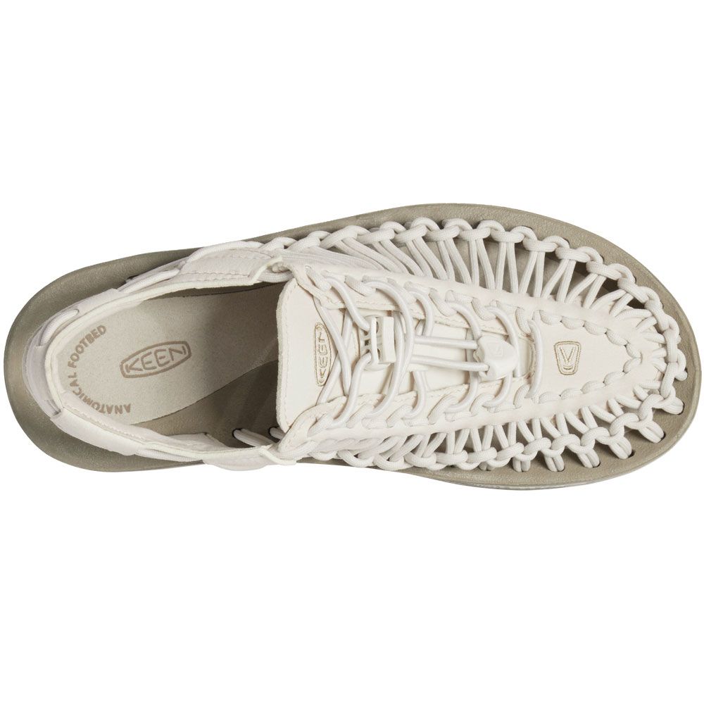KEEN Uneek Monochrome Outdoor Sandals - Womens White Cap Cornstalk Back View