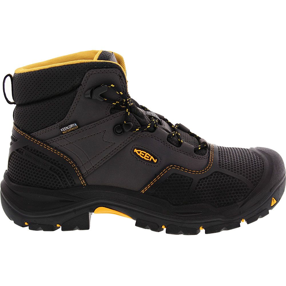 KEEN Utility Logandale Mid Safety Toe Work Boots - Mens Raven Black Side View