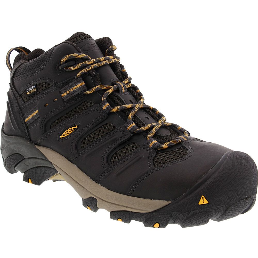 KEEN Utility Lansing Mid Safety Toe Work Boots - Mens Raven Tawny Olive