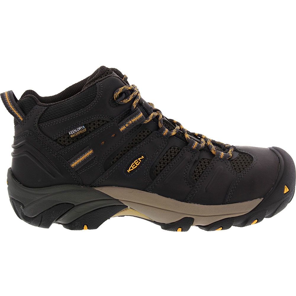 KEEN Utility Lansing Mid Safety Toe Work Boots - Mens Raven Tawny Olive Side View