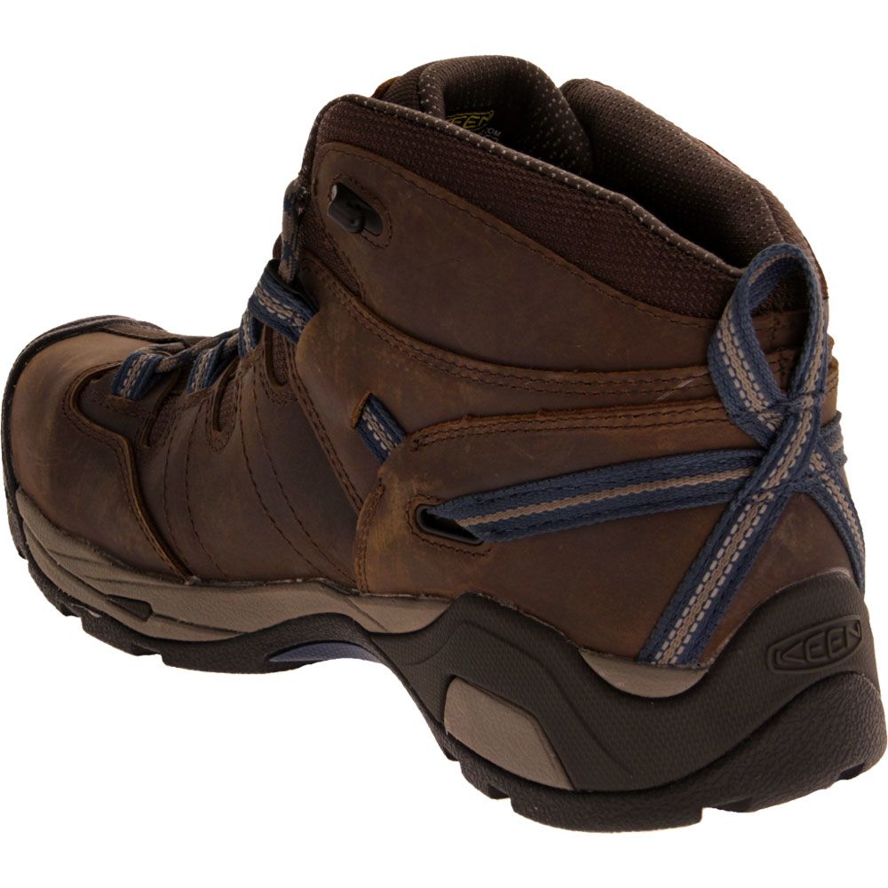 KEEN Utility Detroit Xt Mid Safety Toe Work Boots - Mens Cascade Brown Orion Blue Back View