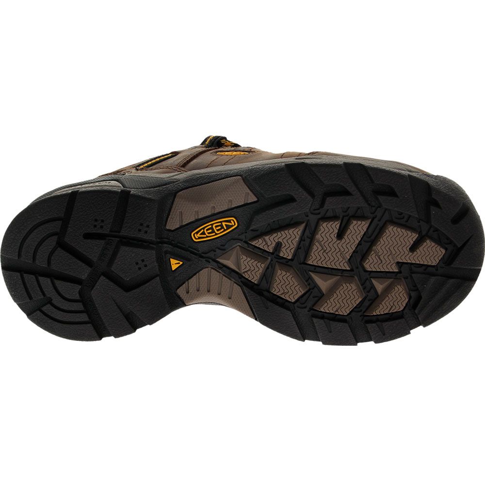 KEEN Utility Detroit Xt Met Lo Safety Toe Work Shoes - Womens Cascade Brown Golden Rod Sole View