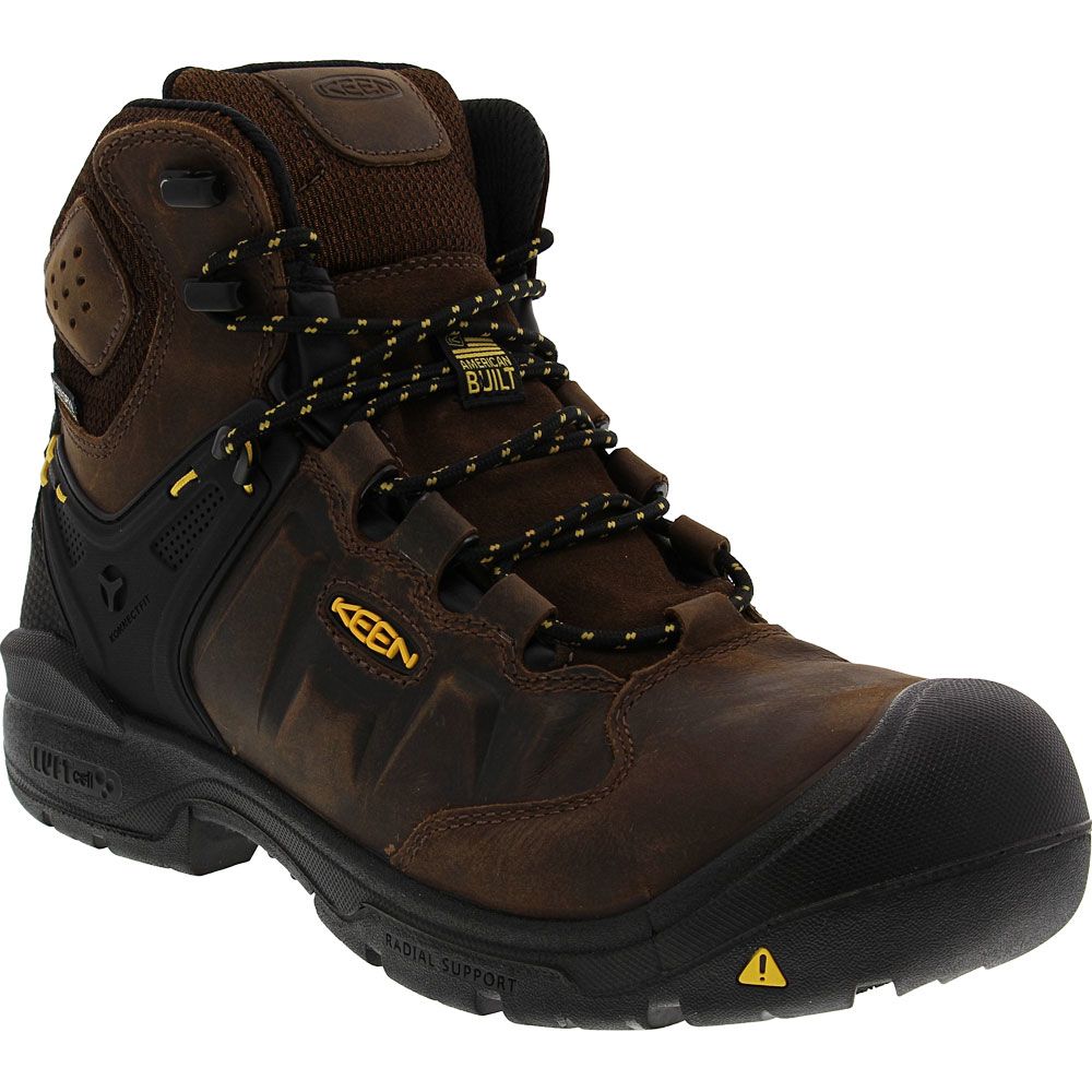 KEEN Utility Dover Mid Safety Toe Work Boots - Mens Brown